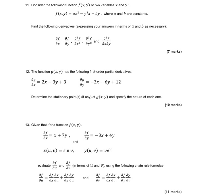Solved 11. Consider the following function f(x,y) of two | Chegg.com