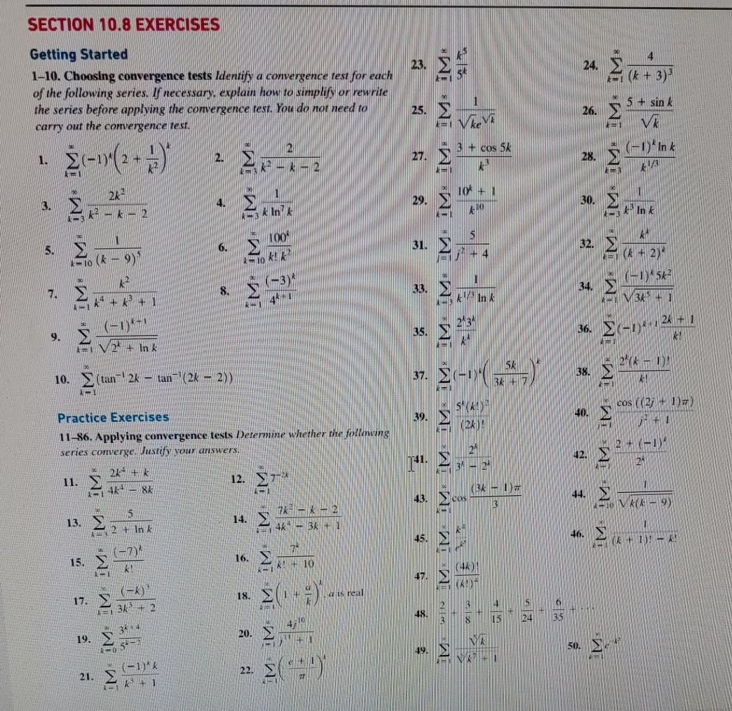 Solved SECTION 10.8 EXERCISES 23. 24. Σ 4 (k + 3) Getting | Chegg.com