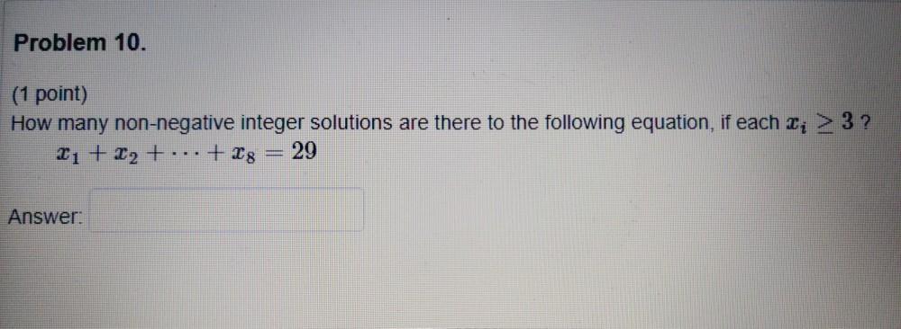 Solved Problem 10. (1 point) How many non-negative integer | Chegg.com