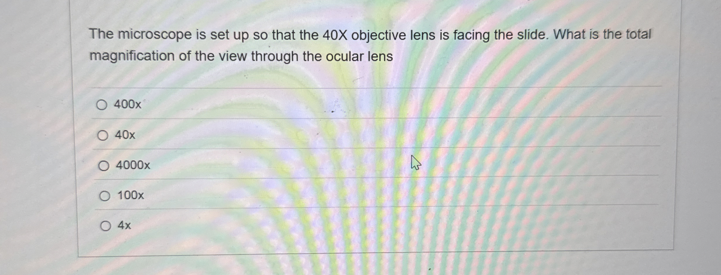 Solved The microscope is set up so that the 40 ﻿X objective