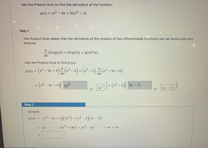 Solved Use The Product Rule To Find The Derivative Of The