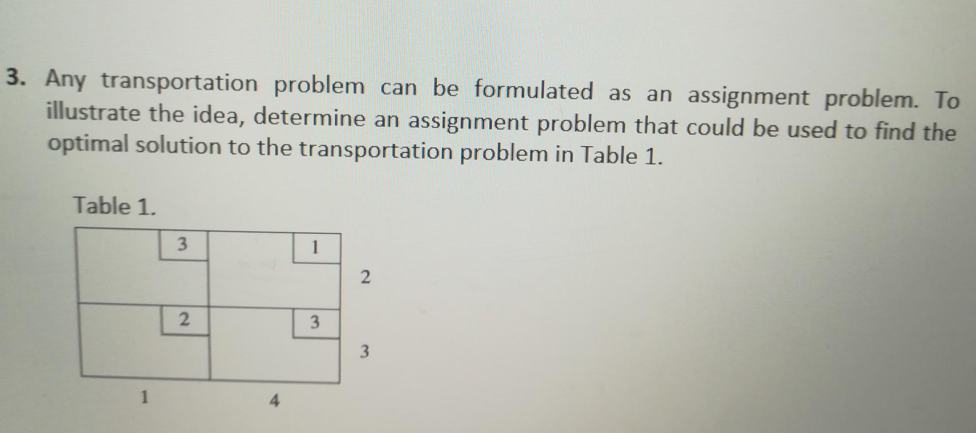 Solved 3. Any transportation problem can be formulated as an | Chegg.com
