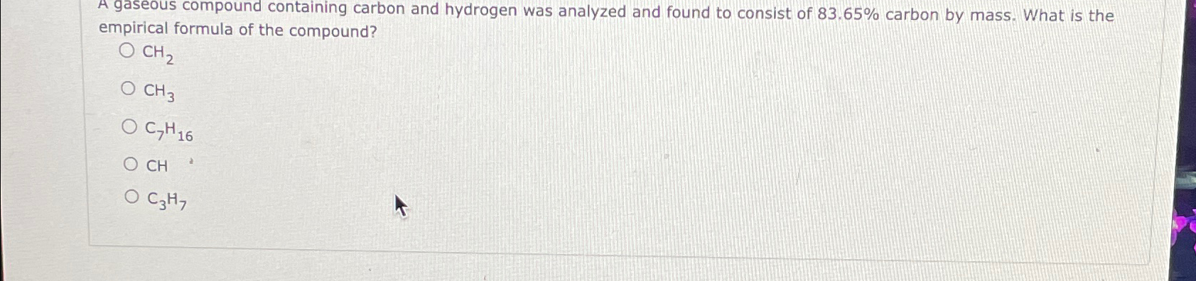 Solved A Gaseous Compound Containing Carbon And Hydrogen Was Chegg Com