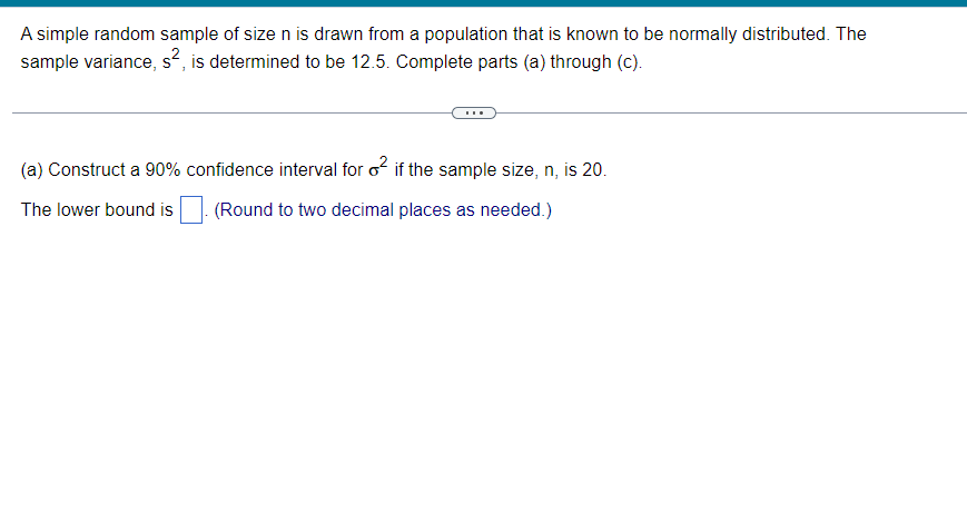 Solved A simple random sample of size n ﻿is drawn from a | Chegg.com