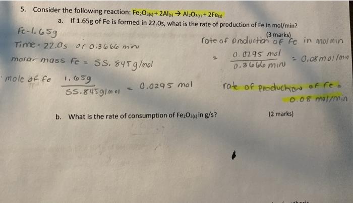 Solved 0 0295 Mol 5 Consider The Following Reaction Chegg Com