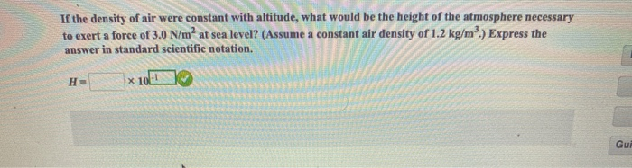 Solved If the density of air were constant with altitude, | Chegg.com