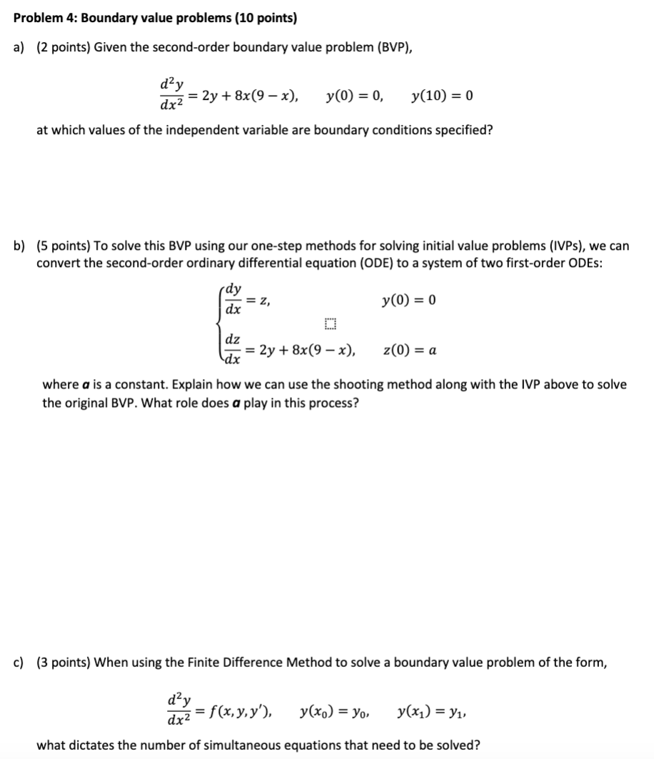 Solved Problem 4: Boundary value problems (10 ﻿points)a) (2 | Chegg.com