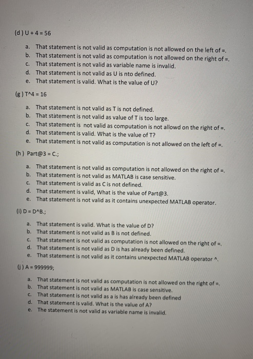 Solved Question 10 Which of the following assignment | Chegg.com