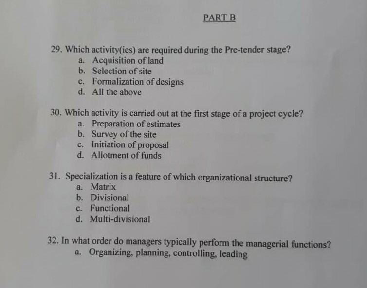 Solved PART B 29. Which activity(ies) are required during