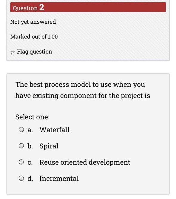 Solved Question 2 Not yet answered Marked out of 1.00 p Flag | Chegg.com
