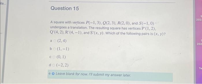 Solved Which of the following describes the