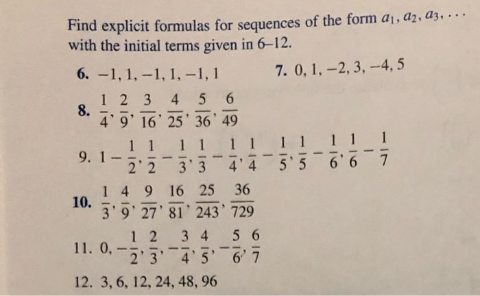 Solved Find explicit formulas for sequences of the form di, | Chegg.com
