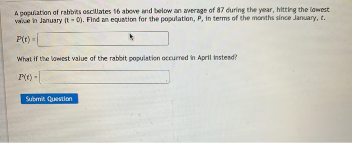 Solved A Population Of Rabbits Oscillates 16 Above And Below | Chegg.com