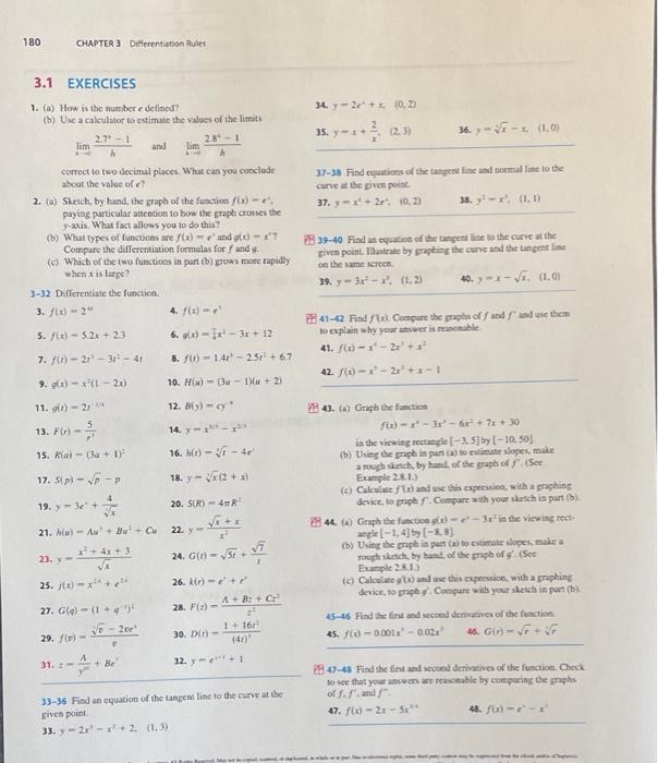Solved 180 CHAPTER 3 Differentiation Rules 3.1 EXERCISES 34. | Chegg.com