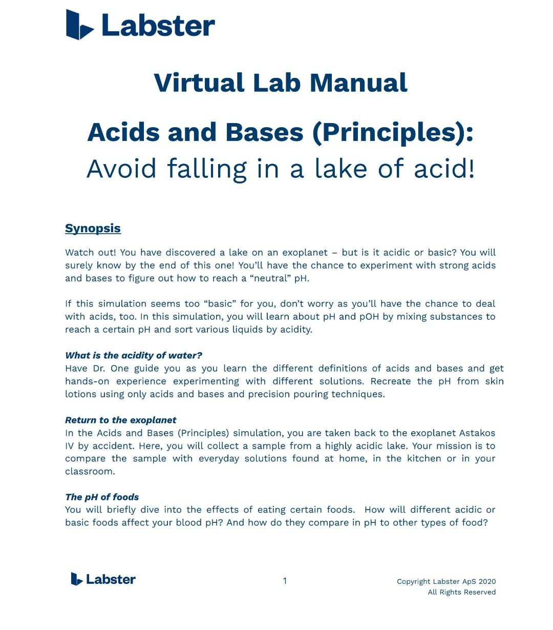 Solved Labster Virtual Lab Manual Acids and Bases