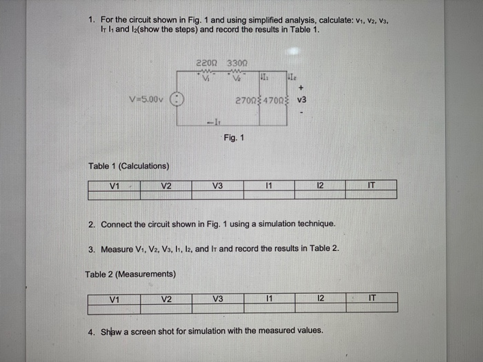 Solved 1. For The Circuit Shown In Fig. 1 And Using | Chegg.com