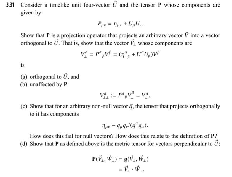 Time Like Vector Solved 3.31 Consider a timelike unit four-vector vec(U) | Chegg.com