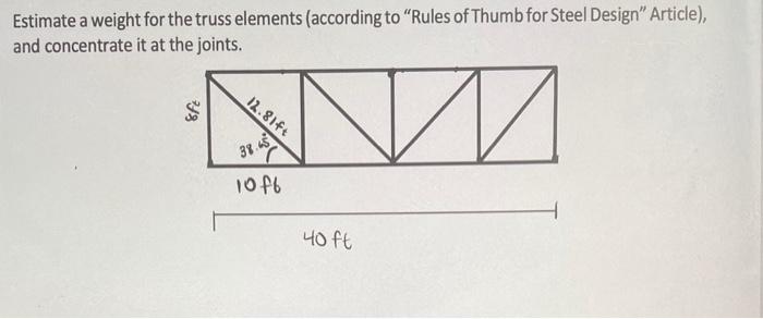 Solved Estimate a weight for the truss elements (according | Chegg.com