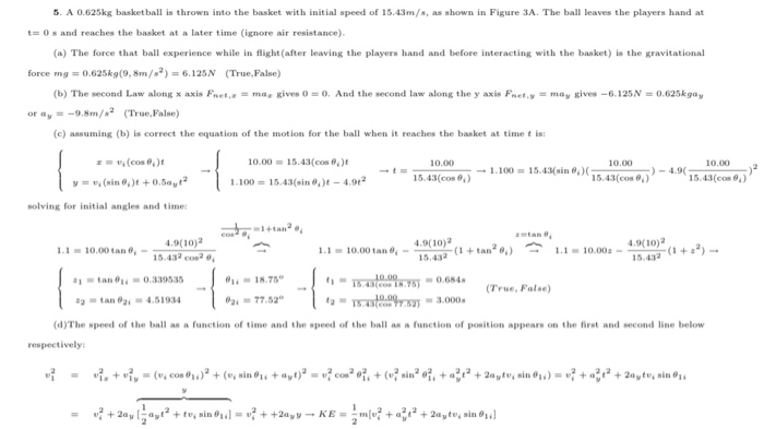 Solved 5. A 0.625kg basketball is thrown into the basket | Chegg.com