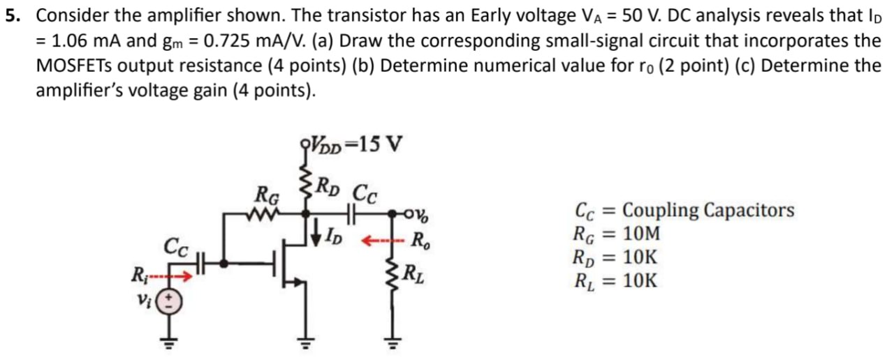 Solved Consider the amplifier shown. The transistor has an | Chegg.com