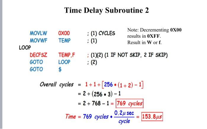 Solved Develop two (2) time delay routines for the PIC | Chegg.com