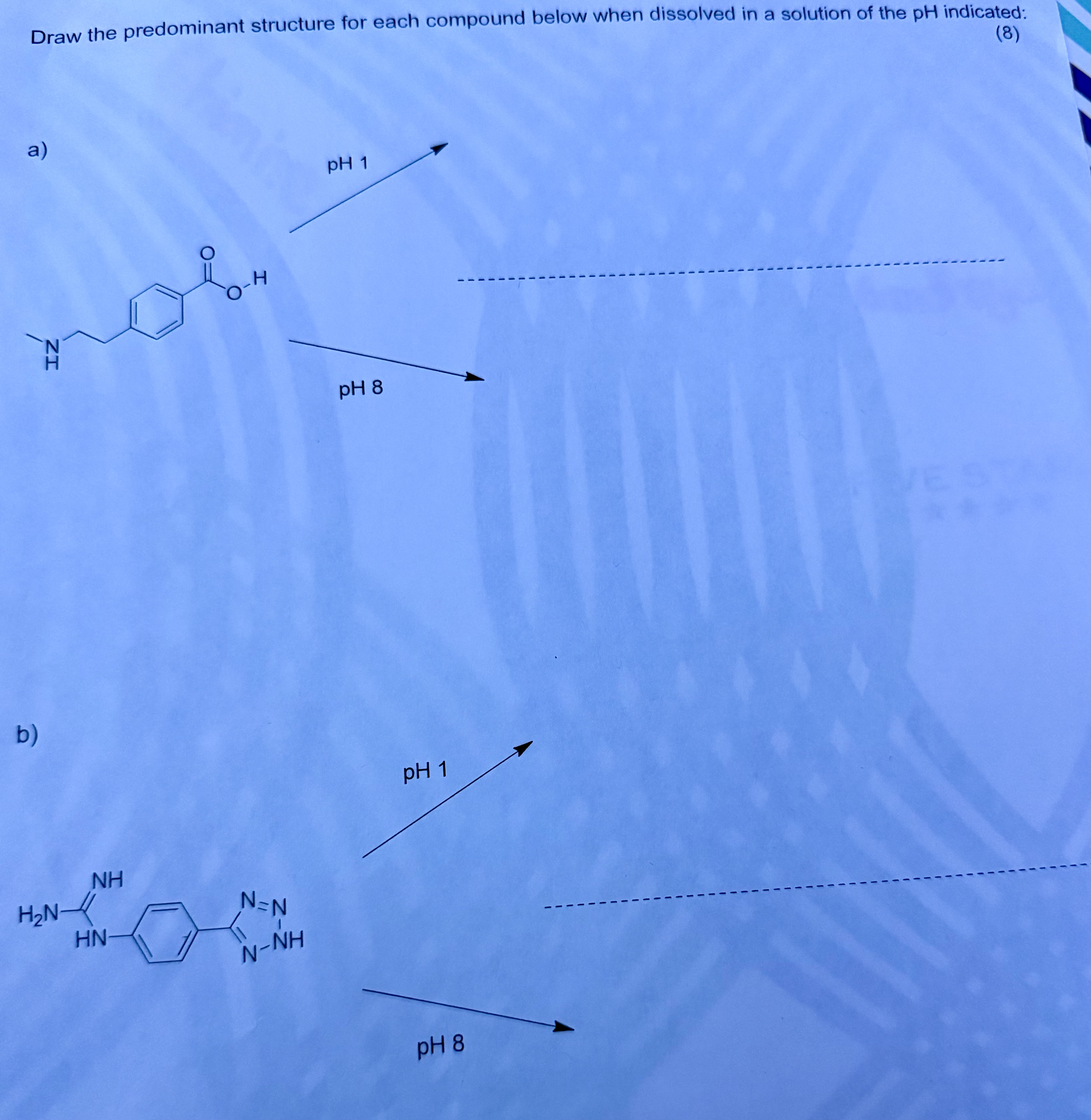 Solved draw the predominant structure for each compound a)b) | Chegg.com