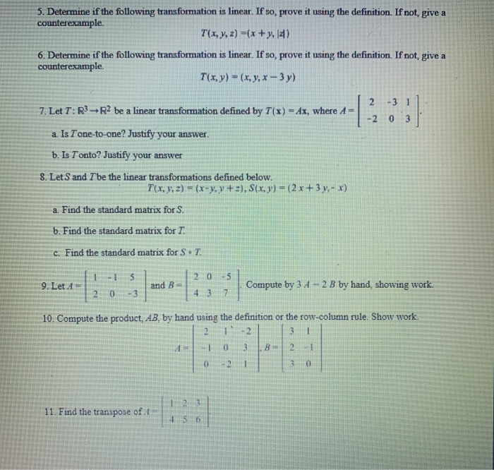 Solved 5. Determine if the following transformation is | Chegg.com