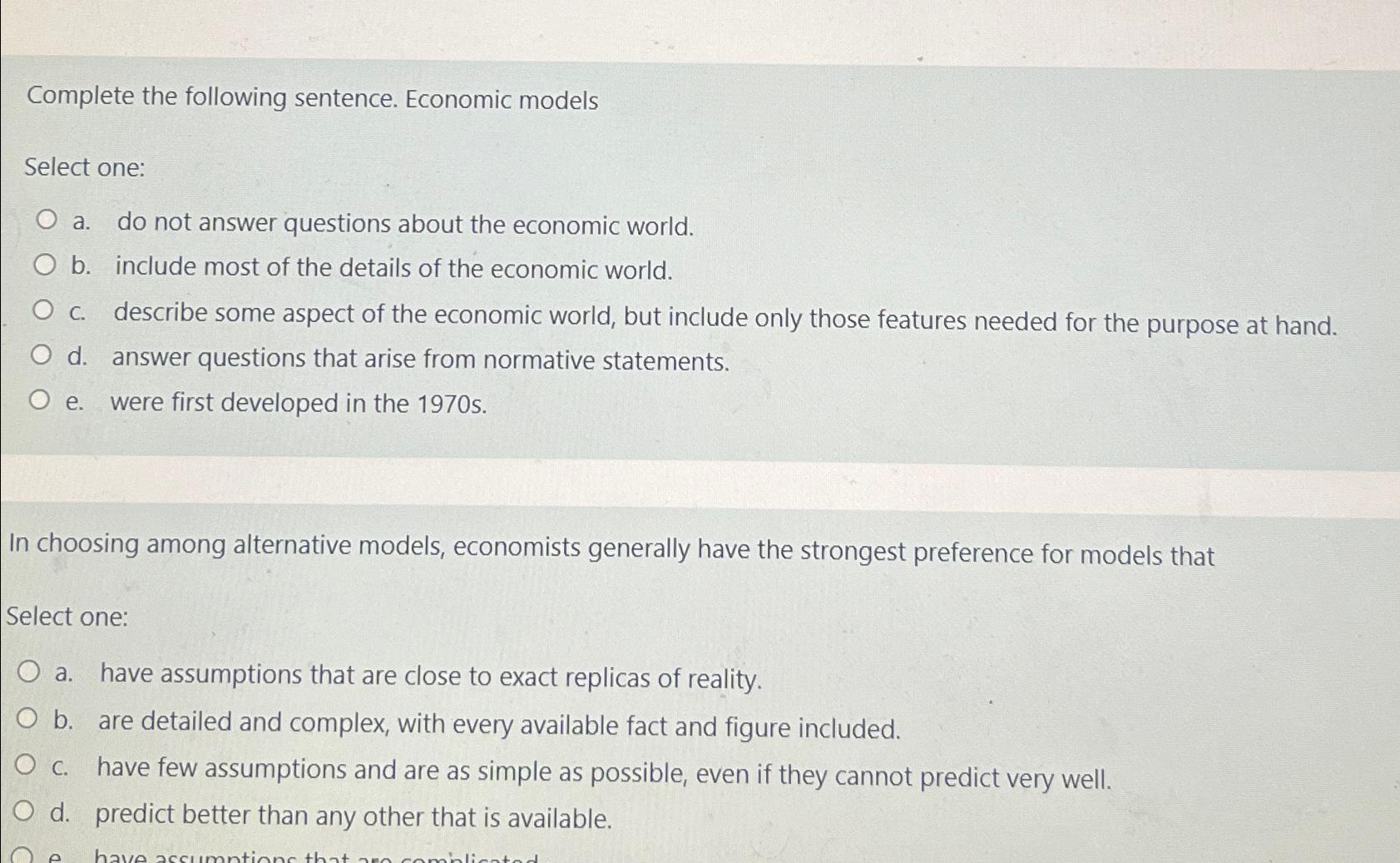 Solved Complete the following sentence. Economic | Chegg.com