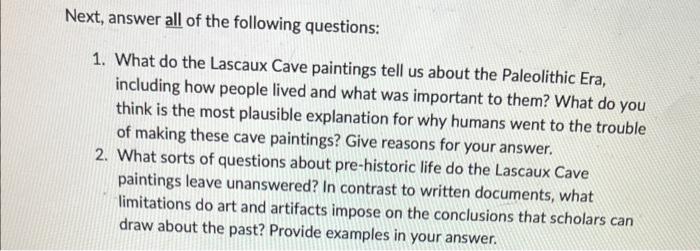 paleolithic questions