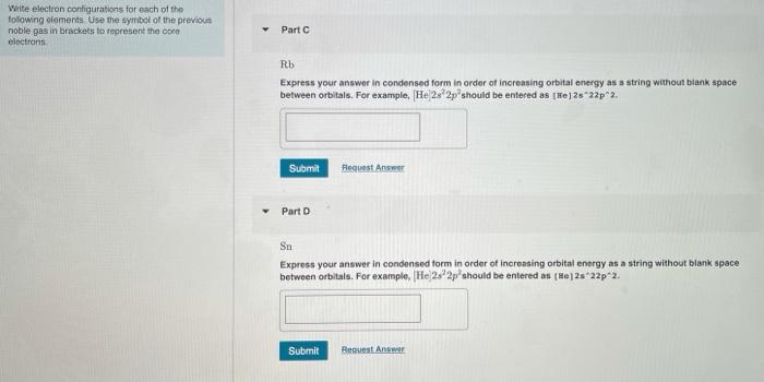 Solved Part A Write electron configurations for each of the | Chegg.com