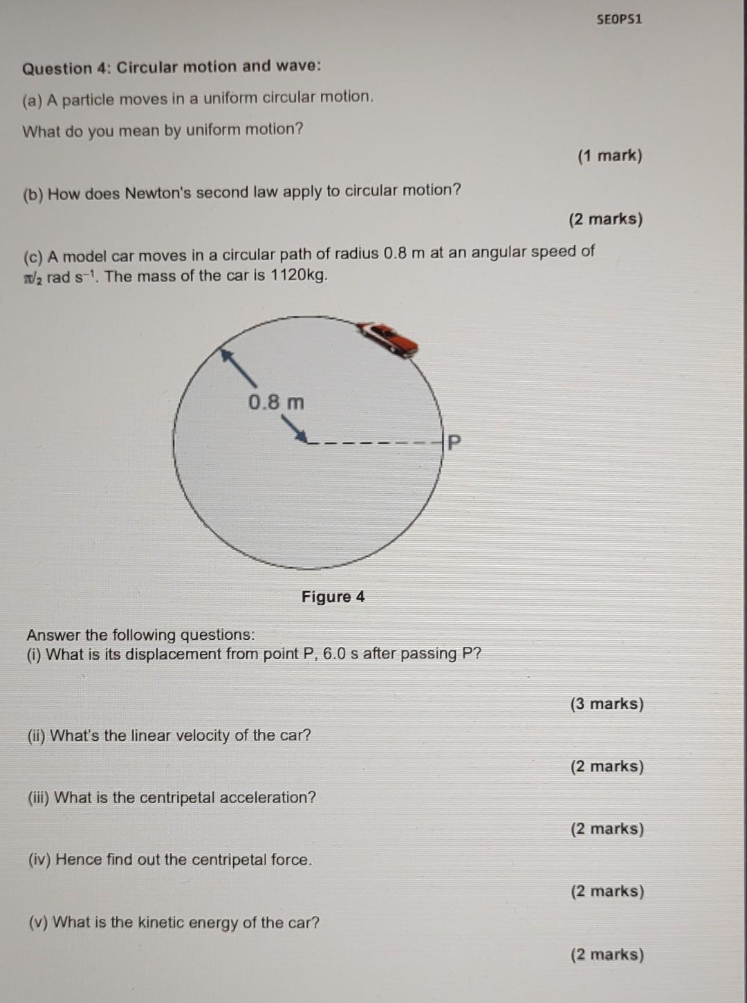 Solved SEOPS1 Question 4: Circular motion and wave: (a) A | Chegg.com