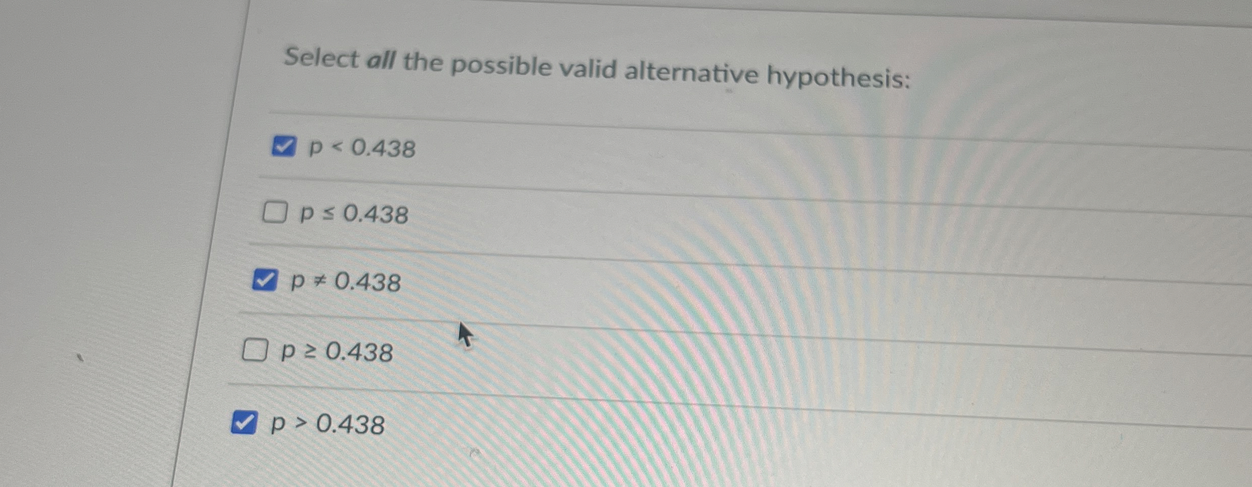 Solved Select all the possible valid alternative | Chegg.com