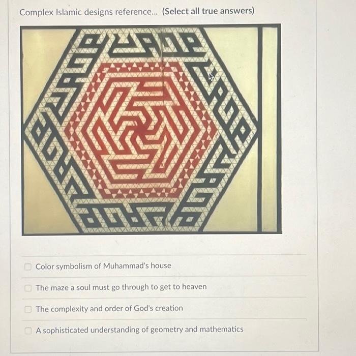 Complex Islamic designs reference... (Select all true | Chegg.com