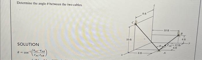 Solved Determine the angle θ between the two cables SOLUTION | Chegg.com