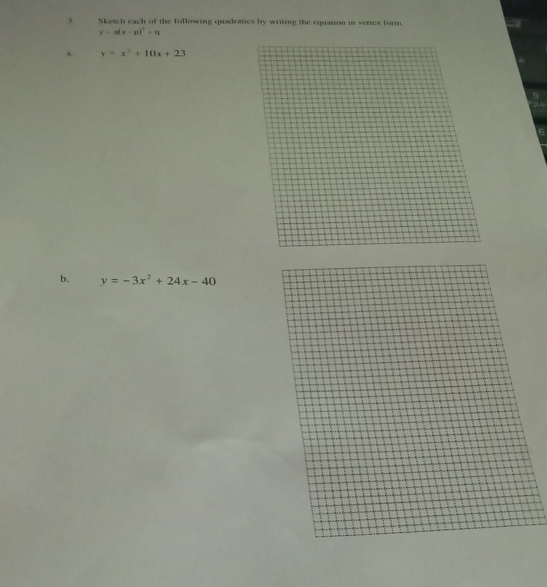 Solved Shetch Each Of The Following Quadratics By Wriung The | Chegg.com