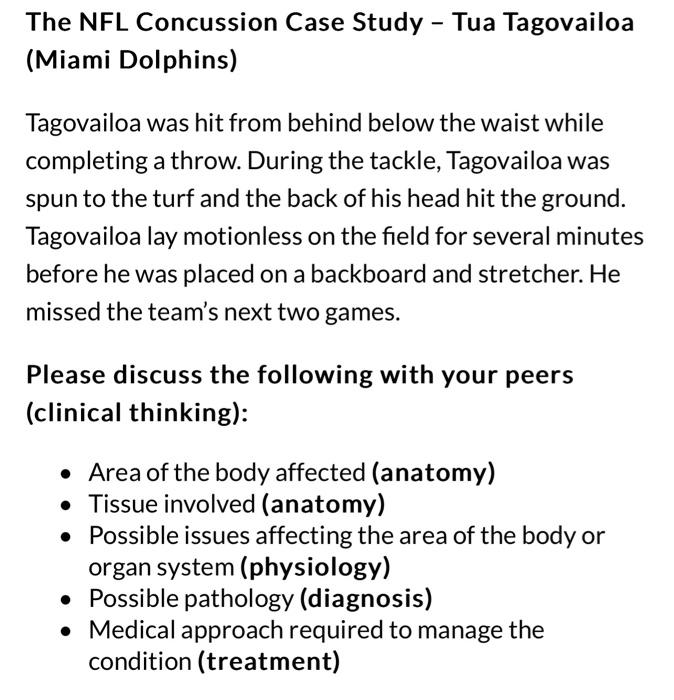 Solved The NFL Concussion Case Study - Tua Tagovailoa (Miami