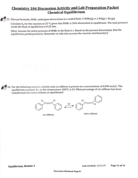 Solved A Chemistry 104 Discussion Activity And Lab | Chegg.com