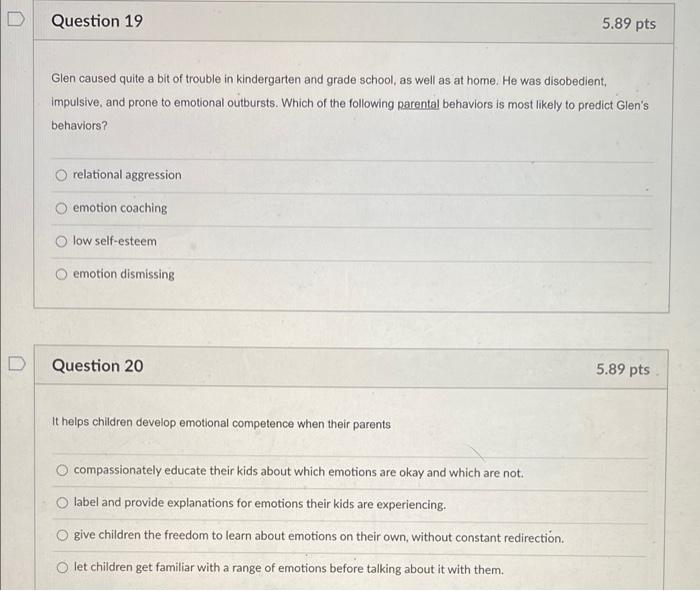 Solved Question 19 5.89 pts Glen caused quite a bit of | Chegg.com