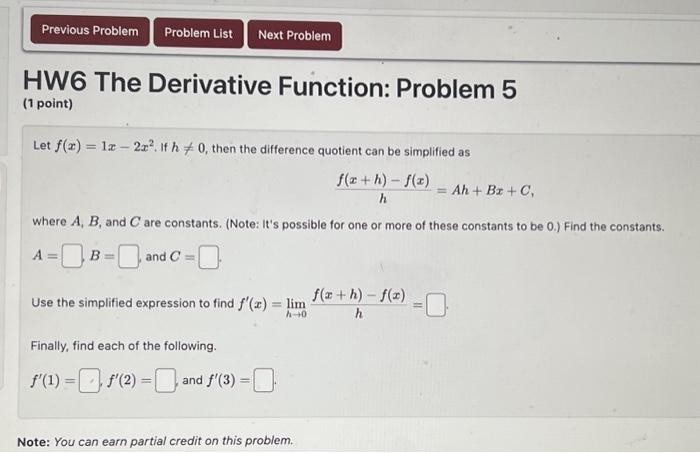 Solved Previous Problem Problem List Next Problem HW6 The | Chegg.com