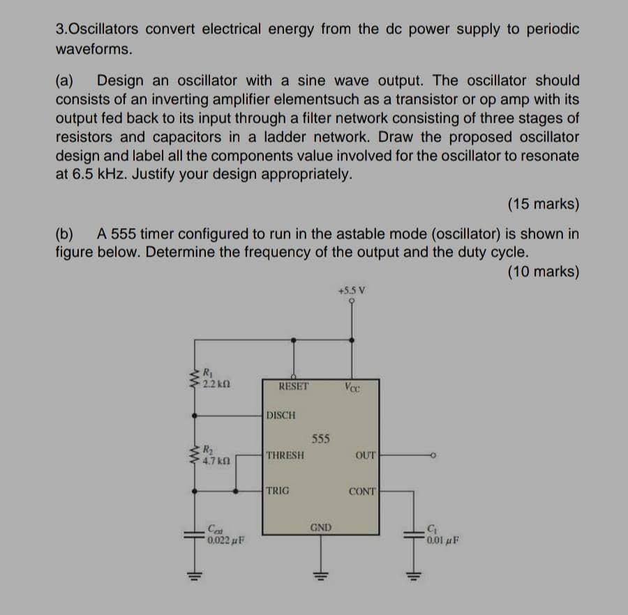 Solved 3. Oscillators convert electrical energy from the dc