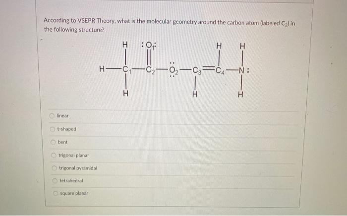 Solved According to VSEPR Theory, what is the molecular | Chegg.com