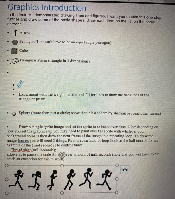 Solved Graphics Introduction In the lecture I demonstrated | Chegg.com