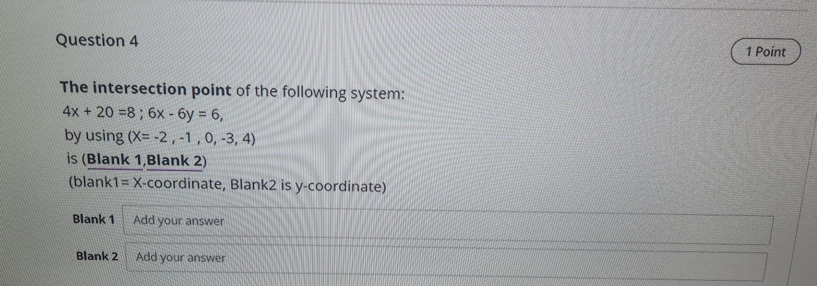 Solved Question 4 1 Point The intersection point of the | Chegg.com
