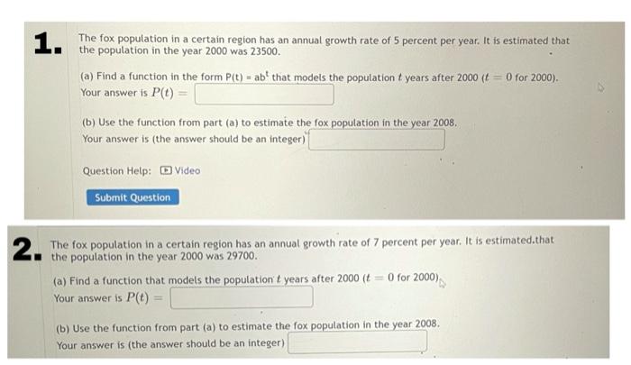 Solved The fox population in a certain region has an annual | Chegg.com