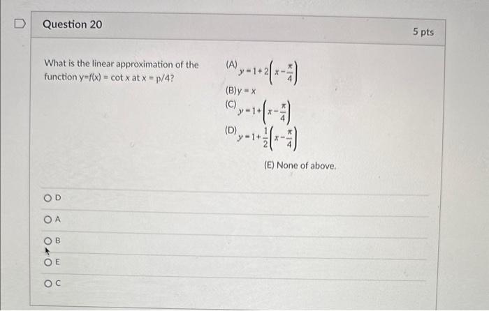 Solved What is the linear approximation of the function | Chegg.com