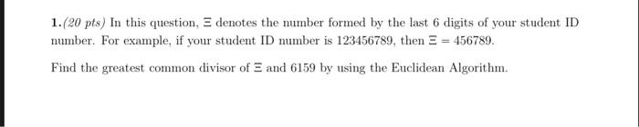 Solved 1.(20 pts) In this question, 5 denotes the number | Chegg.com