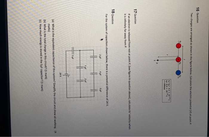 Solved 16 Question Two charges are arranged as shown in the | Chegg.com