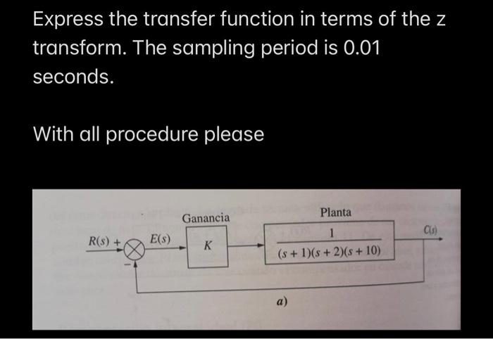 Solved Express the transfer function in terms of the z | Chegg.com