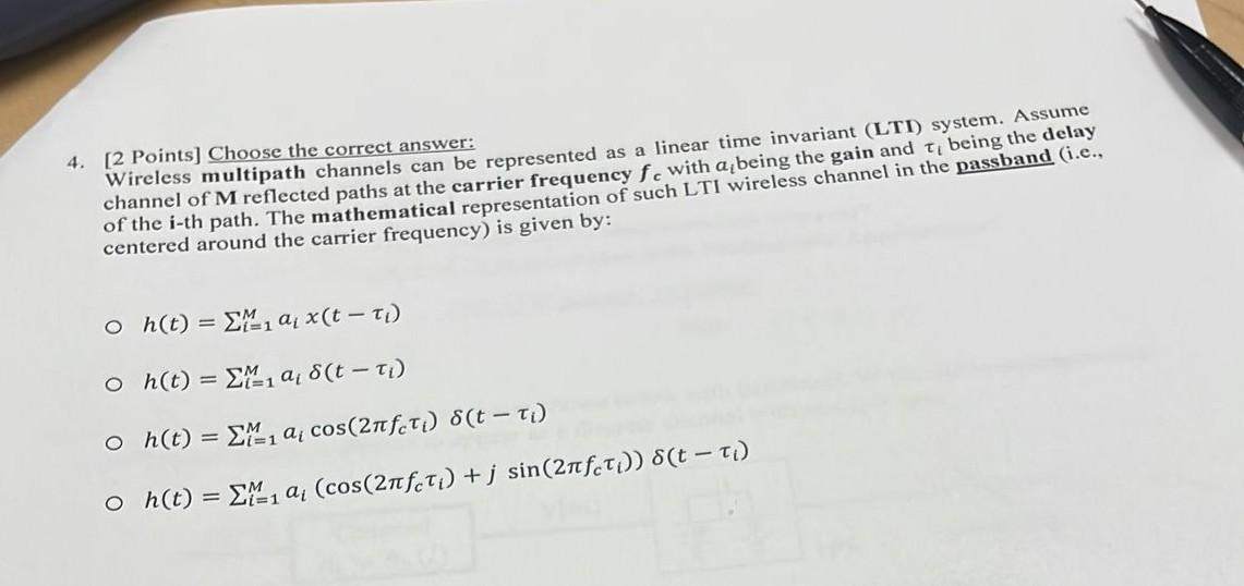 Solved 4. [2 Points] Choose The Correct Answer: Wireless | Chegg.com