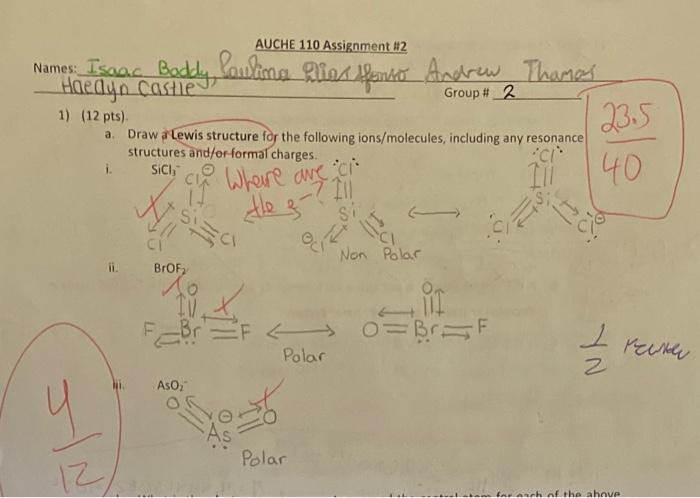 Solved a. Draw à Lewis structure for the following | Chegg.com